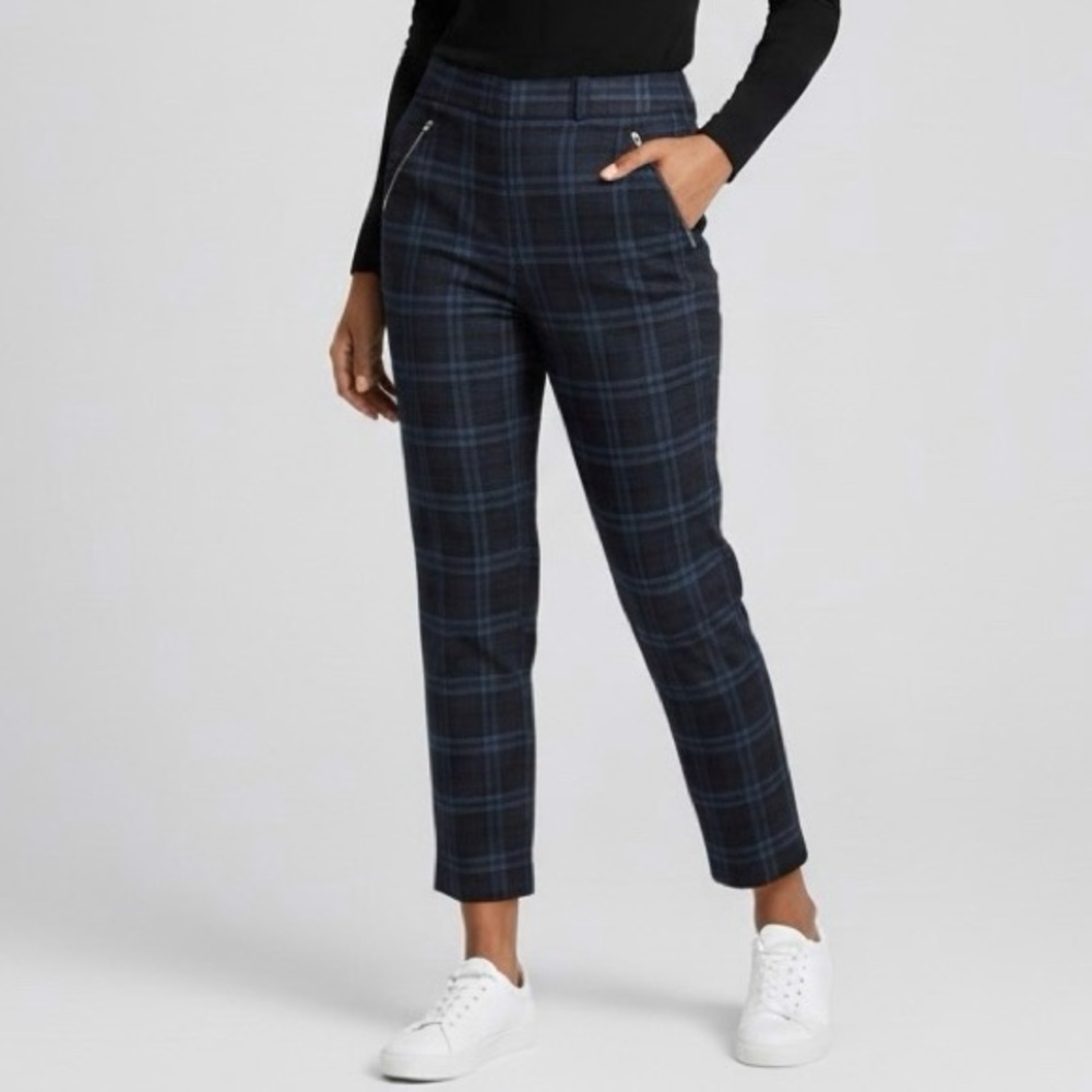 Dalia Plaid Ankle Pants in Blue and Black